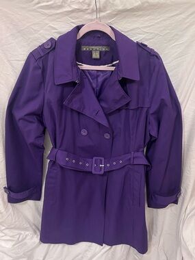 Kenneth Cole Reaction Bold Purple Trench Coat with Belt XXL